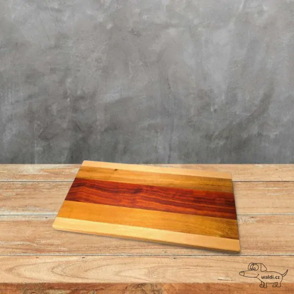 Prkénko - podélné (edge grain) doussie buk padouk 42x22cm