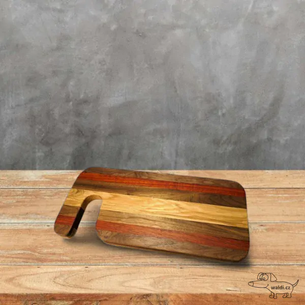 Prkénko - podélné (edge grain) ořech jasan padouk 45x21xcm