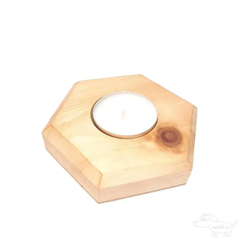 Svícen šestiúhelník borovice 10x2cm